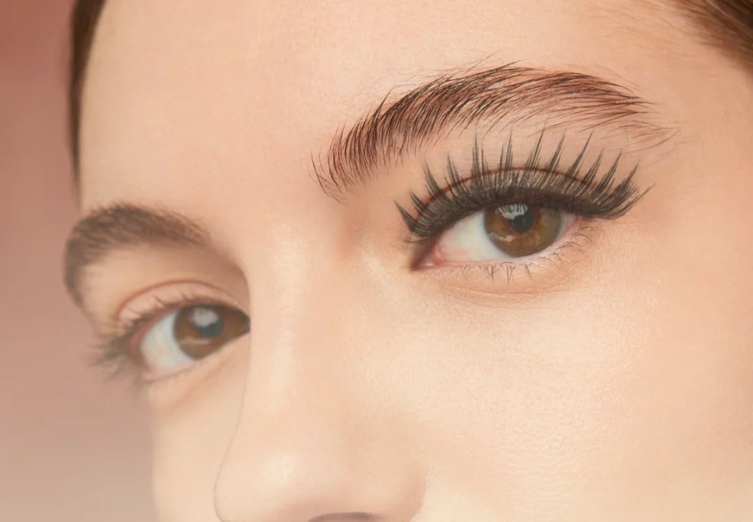 Close-up of a woman's eyes with dramatic eyelashes