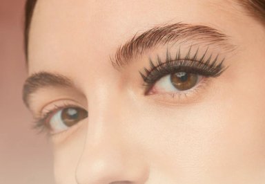 Close-up of a woman's eyes with dramatic eyelashes