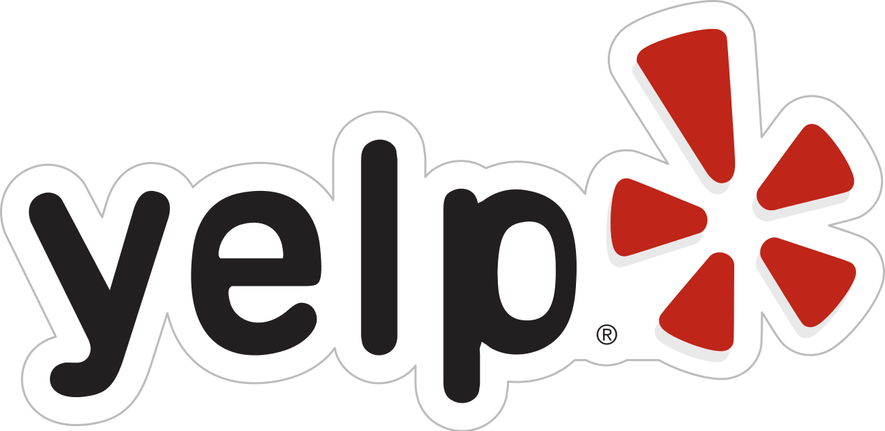 Yelp logo featuring a red star and black text.