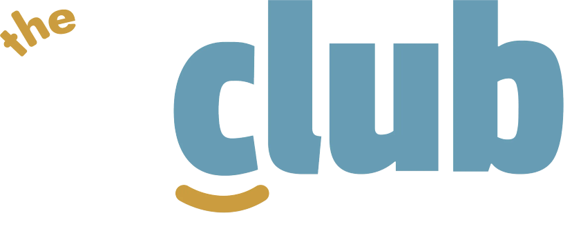 Logo of The G Club featuring stylized typography in teal and gold colors.