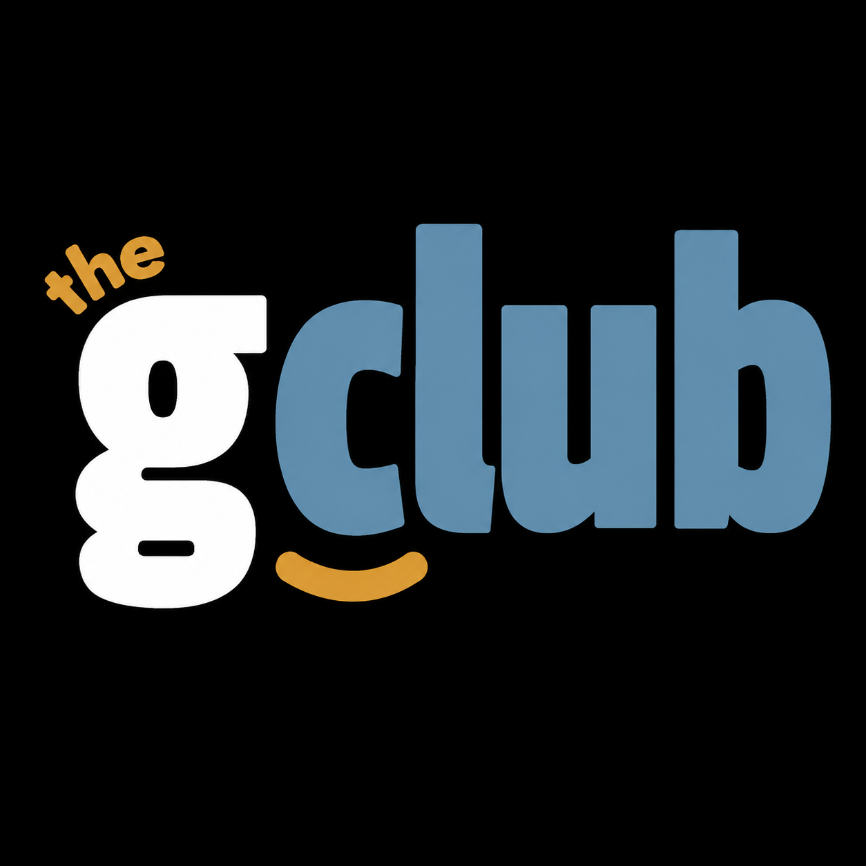 Logo of 'The G Club' featuring playful typography and colors