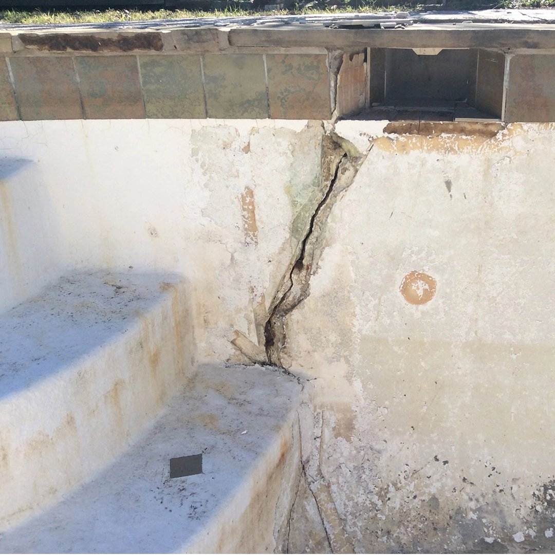 Cracked pool surface and steps