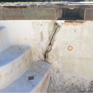 Cracked pool surface and steps