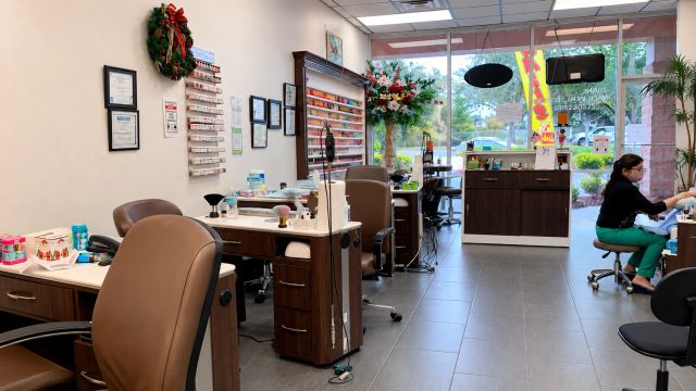 Nail salon interior with manicures and pedicures
