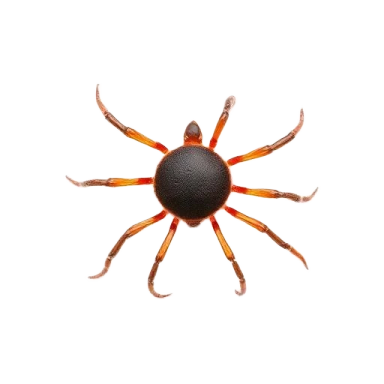 Close-up of a black and orange spider against a white background