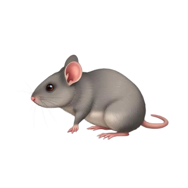 Grey mouse illustration with pink ears and nose
