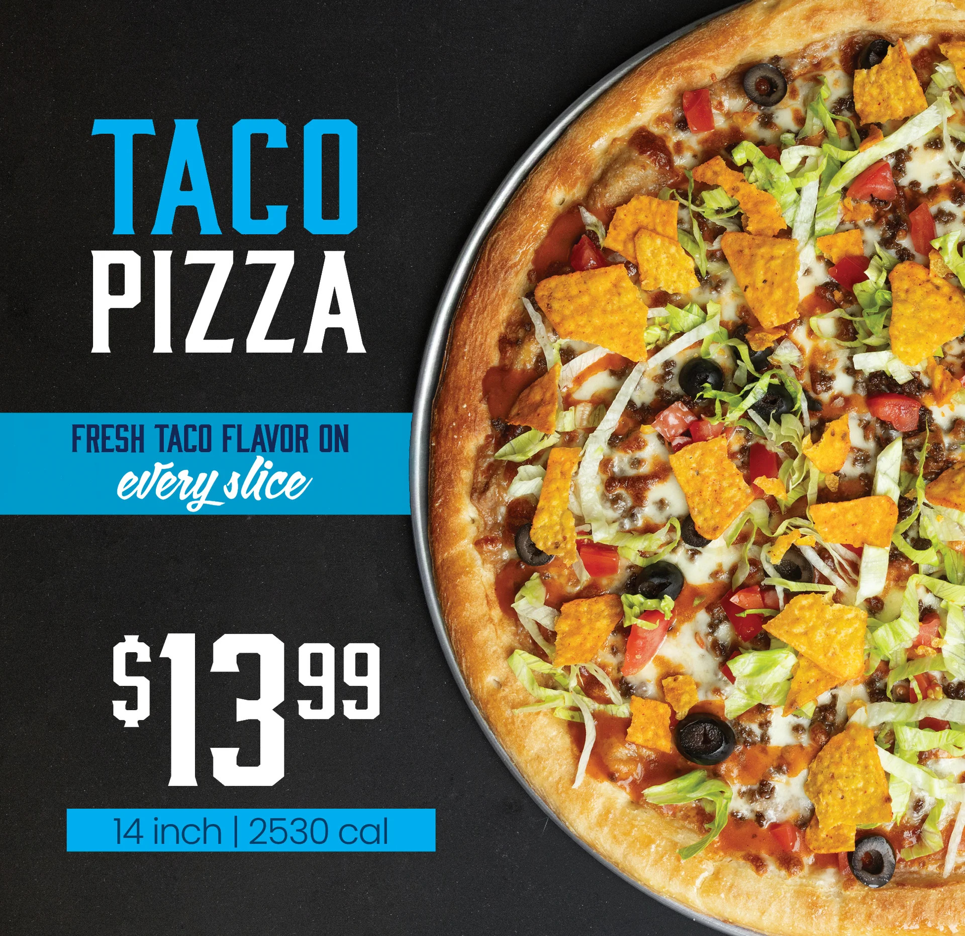 Delicious taco pizza with fresh toppings