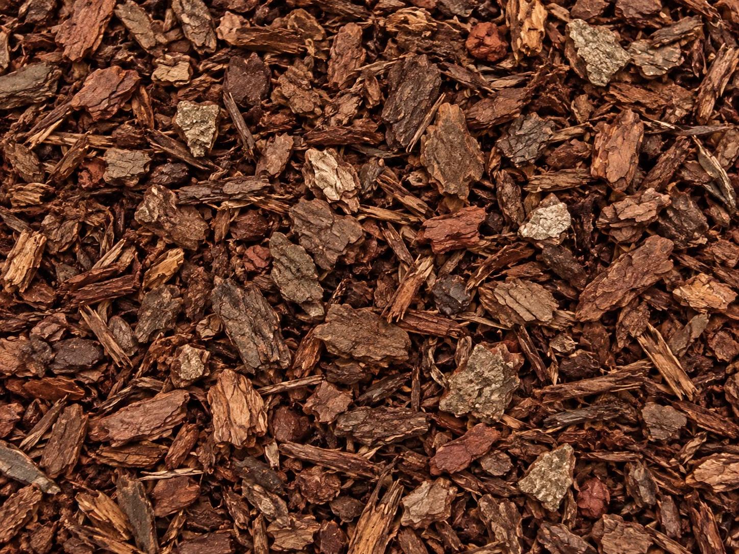 Mulch made of bark, showcasing rich earthy tones