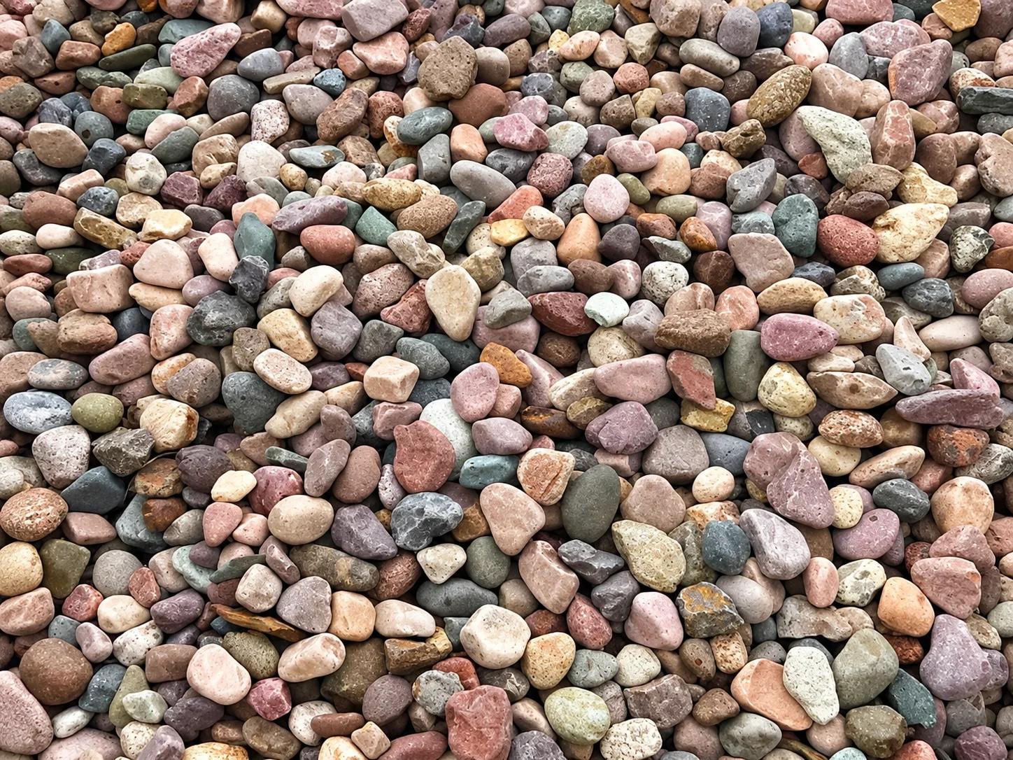 Colorful small rocks in various shapes and sizes