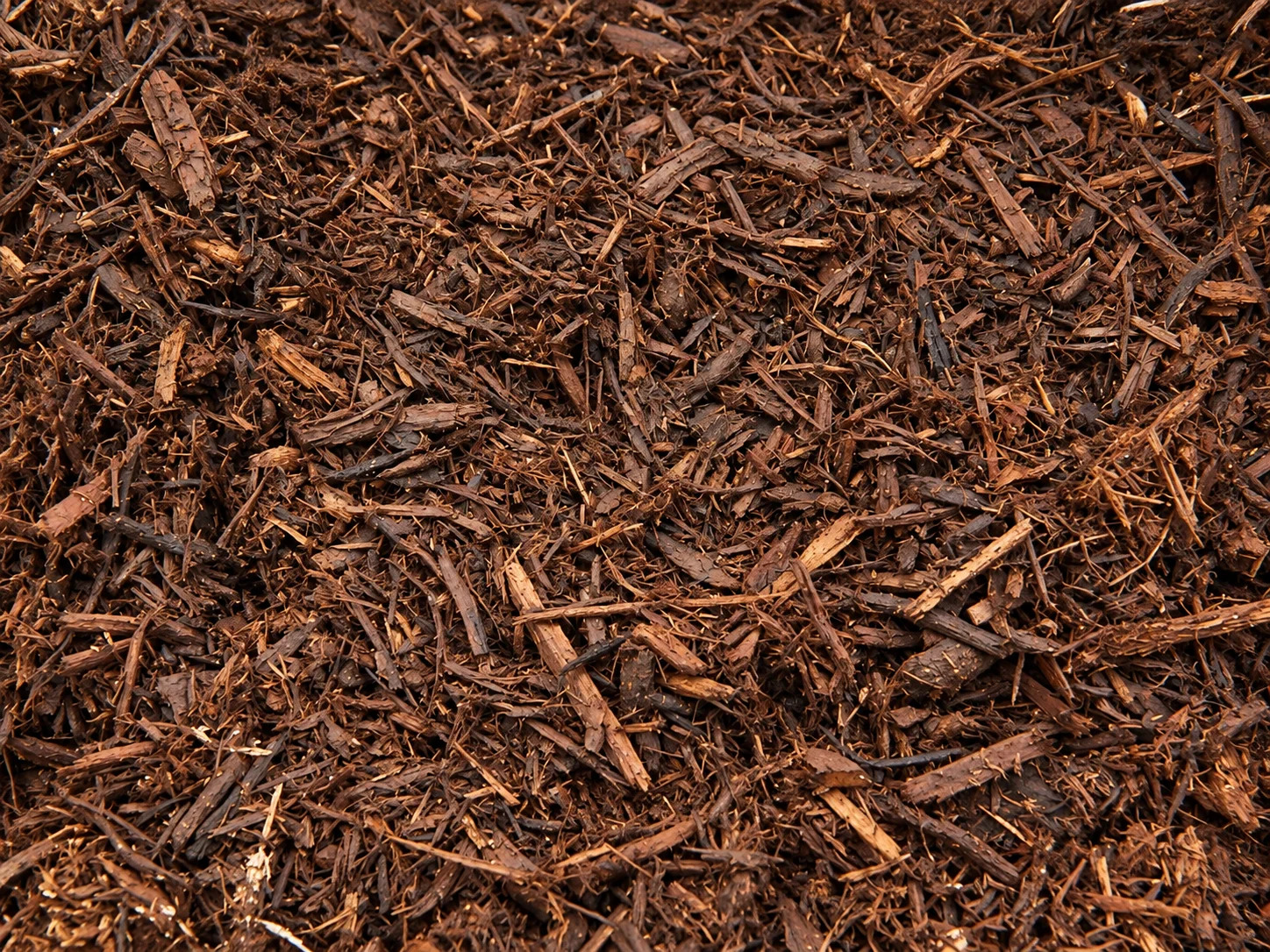 Close-up of natural mulch made from wood chips.