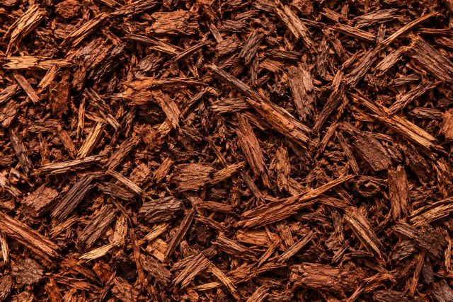 Close-up of wood mulch texture