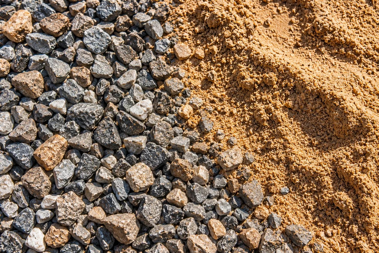various types of gravel and sand on display