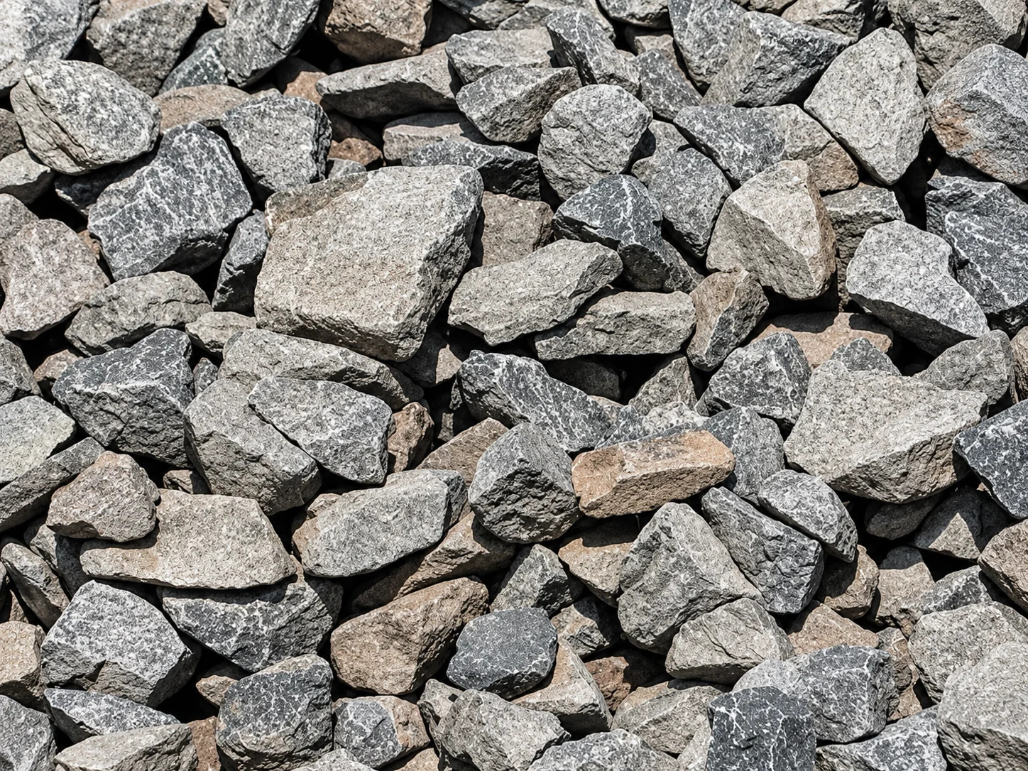 Variety of gravel stones in different shades