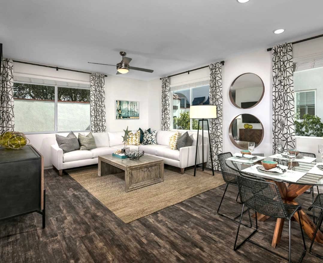 Modern living room with elegant decor and natural light