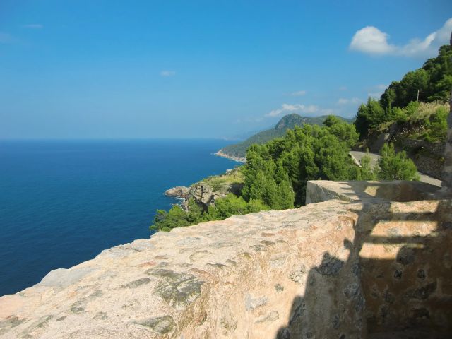 Coastal view with rocky cliffs and blue sea